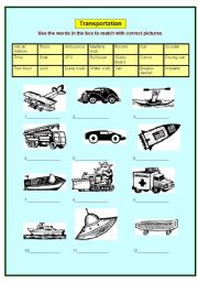 English Worksheet: vehicle