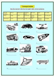 English worksheet: vehicle