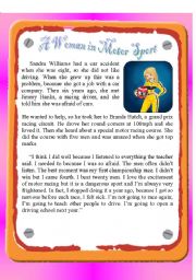 English Worksheet: Reading - A Woman in Motor Sport