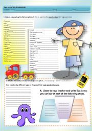 English Worksheet: TEST ON SHOPS & SHOPPING