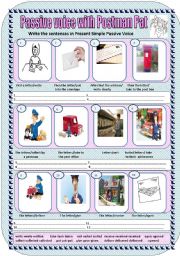 English Worksheet: POSTMAN PAT Present Simple Passive Voice 