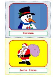 English Worksheet: Christmas flascards 1/3