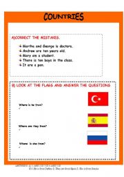 English worksheet: COUNTRIES