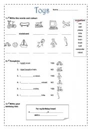 English Worksheet: Toys