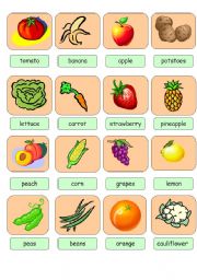 English Worksheet: Fruit and Vegetables Pictionary