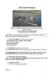 English Worksheet: ellis island webquest