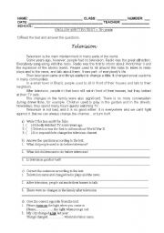 English Worksheet: test for 7th grade students