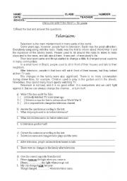English Worksheet: test for 7th grade students
