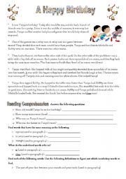 English Worksheet: Reading Comprehension