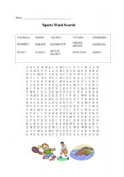 English worksheet: Sports word search