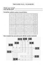 English Worksheet: Cardinal Numbers