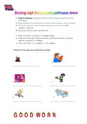 English worksheet: dealing with present continuous tense