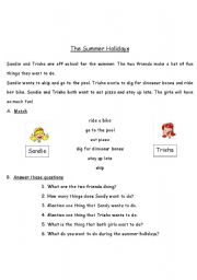 English worksheet: The summer holidays