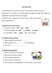 English Worksheet: the new girl