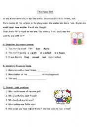 English worksheet: the new girl