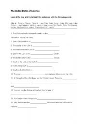 English Worksheet: Facts about the USA