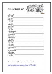 English Worksheet: ALPHABET RAP