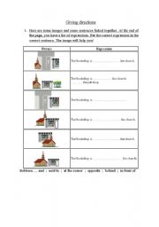 English Worksheet: Exercices, Giving Directions
