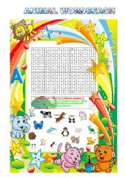 English Worksheet: ANIMAL WORDSEARCH