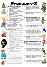 English Worksheet: PRONOUNS-2 (Editable with Answer Key)