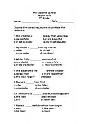 English Worksheet: comparative and superlative