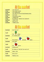 English Worksheet: At the market (role-play)