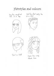 English worksheet: Hairstyles and colours