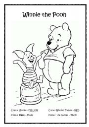 English Worksheet: Colour Winnie the Pooh