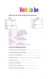 English Worksheet: verbs to be