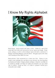 English worksheet: I Know My Rights Alphabet