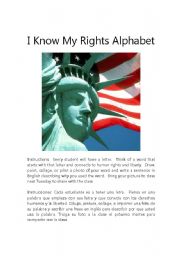 English Worksheet: I Know My Rights Alphabet