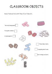 English worksheet: Classroom objects