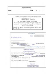 English Worksheet: letter of application