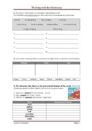 English Worksheet: Working with the dictionary