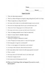 English Worksheet: Super Size Me movie questions