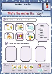 English Worksheet: Whats the weather like, today?
