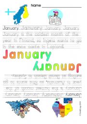 Months of the Year: January and February (4 worksheets color and B & W)