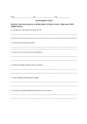 English worksheet: Double Negatives Worksheet