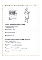 English Worksheet: Daily routines of different professions