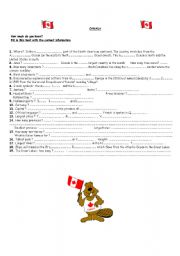 English worksheet: Canada