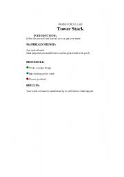 English Worksheet: easy elementary science project