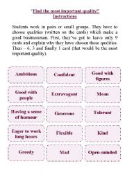 English worksheet:  Find the most important quality!