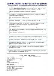 English Worksheet: Complaining: politely and not-so-politely