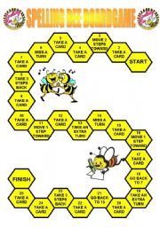 English Worksheet: Spelling Bee Boardgame