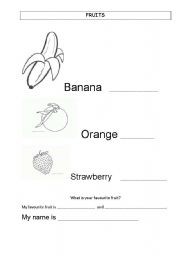 English worksheet: Common FRUITS