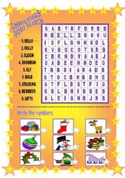 English Worksheet: Christmas word search