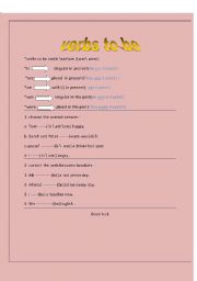 English worksheet: verb to be