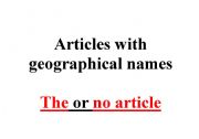 English Worksheet: Articles with geographical names
