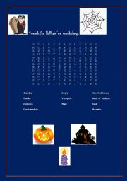 English worksheet: Halloween vocabulary wordsearch puzzle