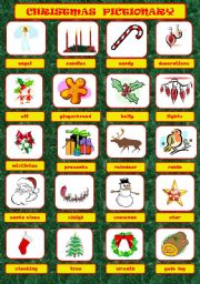 English Worksheet: CHRISTMAS PICTIONARY